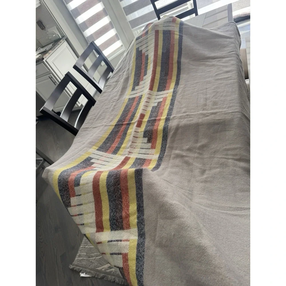 West Elm Double Reversible‎ Aztec Wool Gray Blanket NWOT
